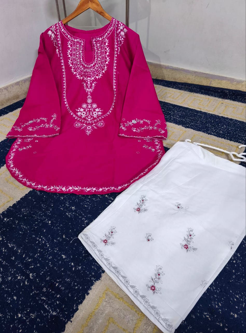 Ready to Wear Elegant Embroidered Bareeza Cotton Farshi Shalwaar Co-Ord Set