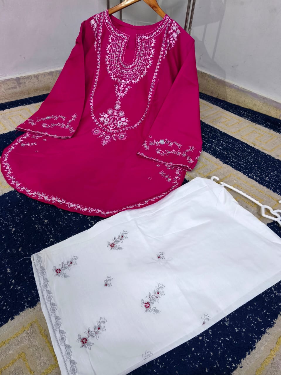 Ready to Wear Elegant Embroidered Bareeza Cotton Farshi Shalwaar Co-Ord Set