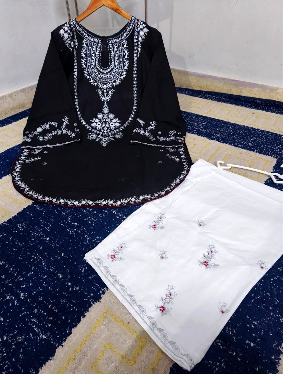 Ready to Wear Elegant Embroidered Bareeza Cotton Farshi Shalwaar Co-Ord Set