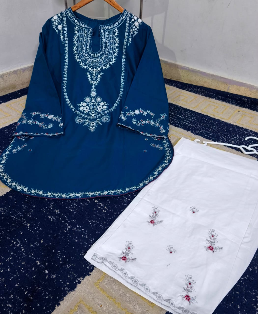 Ready to Wear Elegant Embroidered Bareeza Cotton Farshi Shalwaar Co-Ord Set