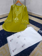 Ready to Wear Elegant Embroidered Bareeza Cotton Farshi Shalwaar Co-Ord Set