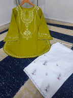 Ready to Wear Elegant Embroidered Bareeza Cotton Farshi Shalwaar Co-Ord Set