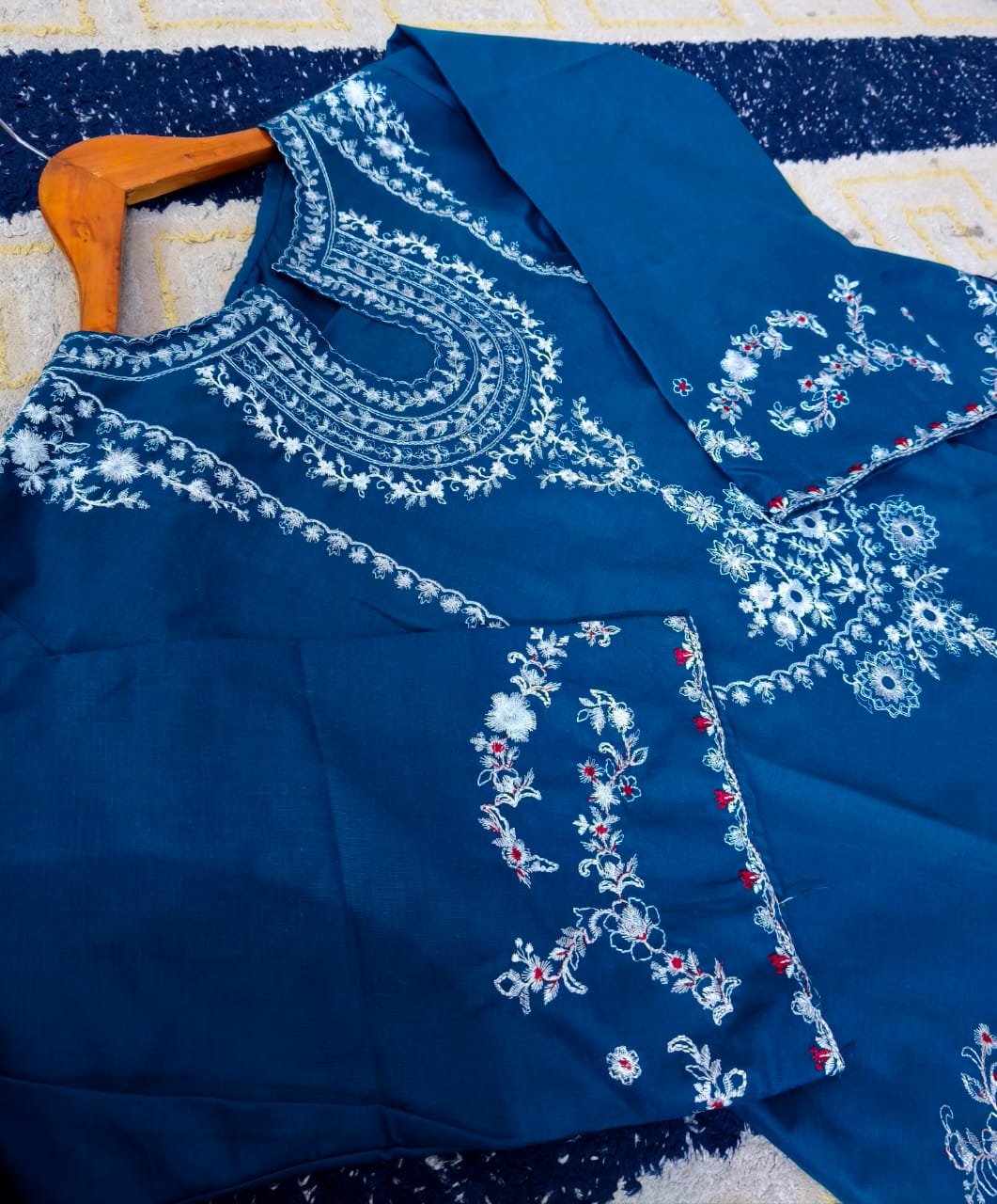 Ready to Wear Elegant Embroidered Bareeza Cotton Farshi Shalwaar Co-Ord Set