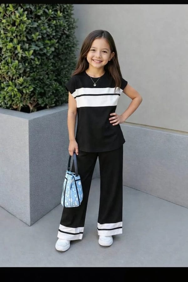 Kids Casual Soft Cotton Jersey T-Shirt & Trouser Set