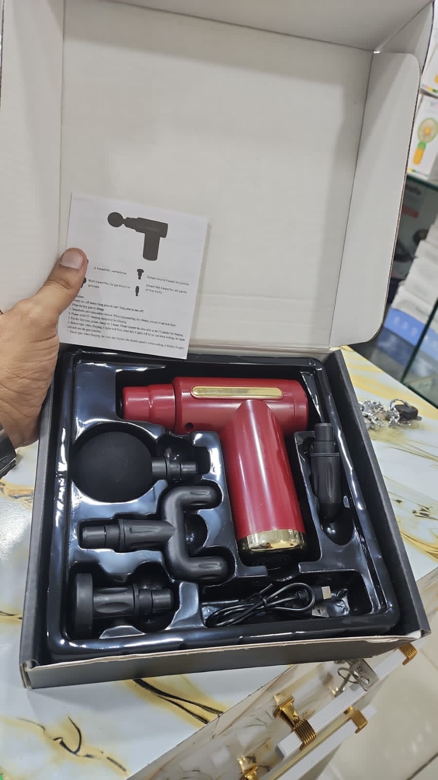 Deep Tissue Muscle Massage Gun with Big Box & Tray – Handheld Percussion Massager
