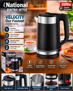 National Cordless Electric Kettle Stainless Steel Body – 2.5 Liter, 2000W