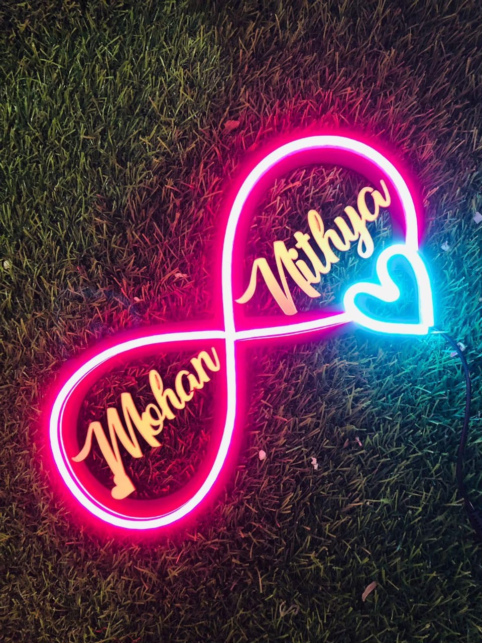 Customized Couple Name LED Neon Light Sign with Box & Adapter – 18x8 Inches