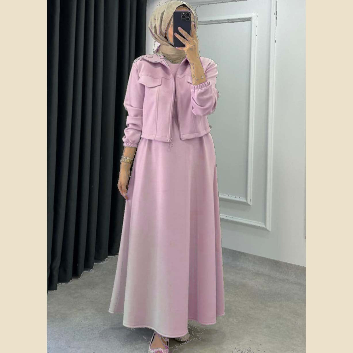 Short Jacket & Long Maxi Style 2-Piece Winter Set for Women