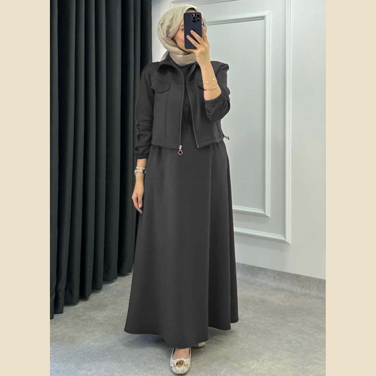 Short Jacket & Long Maxi Style 2-Piece Winter Set for Women