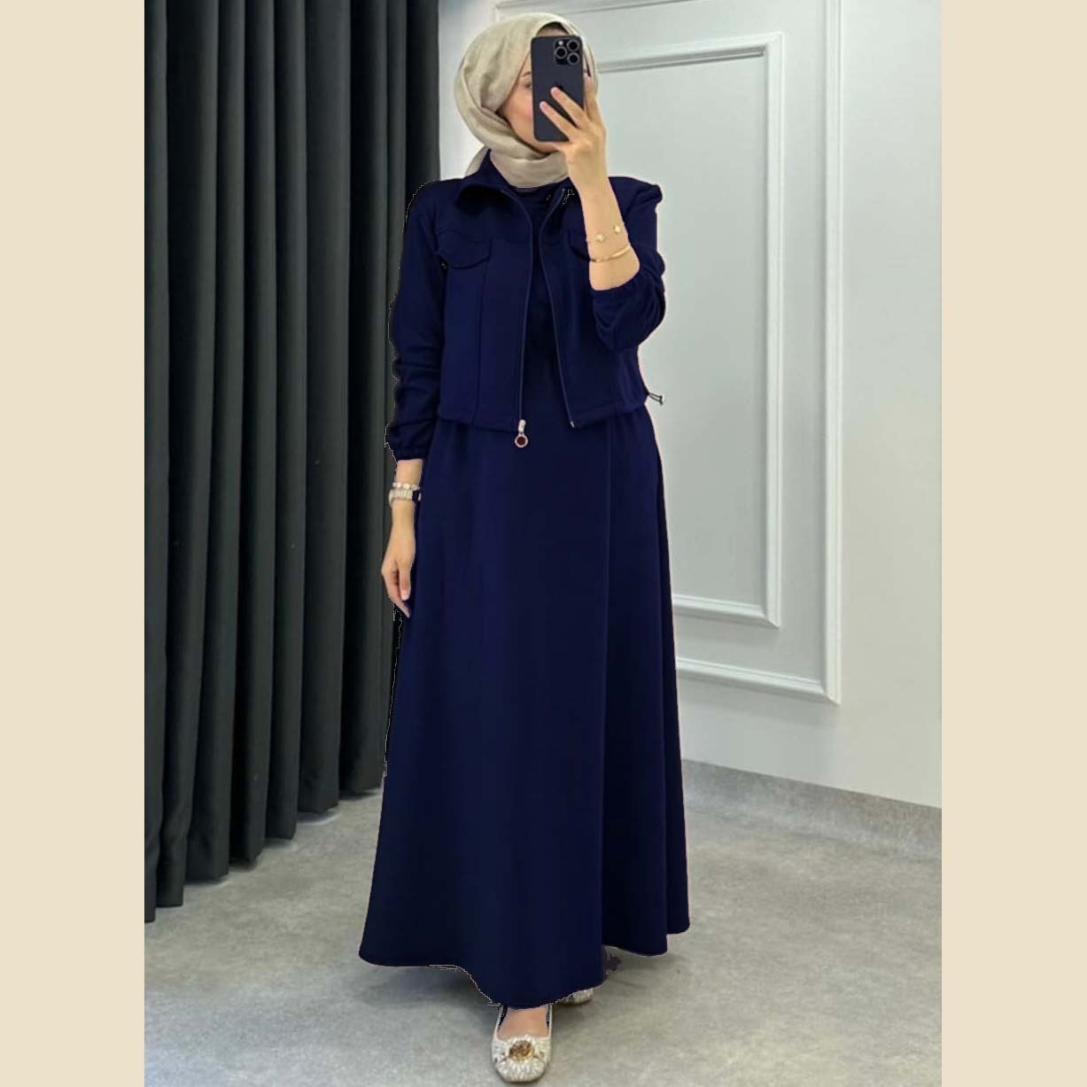 Short Jacket & Long Maxi Style 2-Piece Winter Set for Women