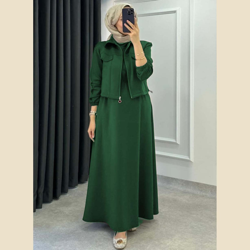 Short Jacket & Long Maxi Style 2-Piece Winter Set for Women