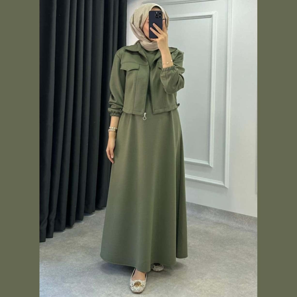 Short Jacket & Long Maxi Style 2-Piece Winter Set for Women
