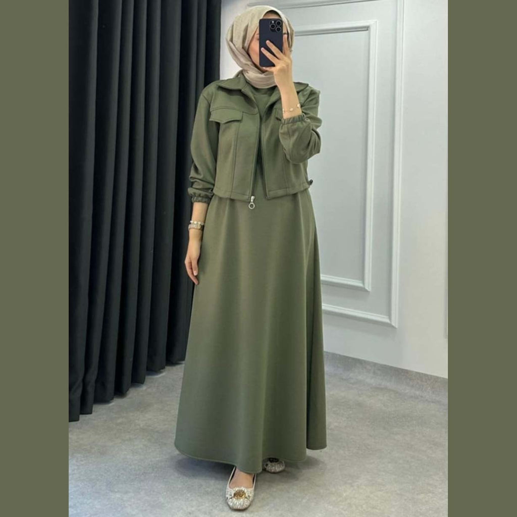 Short Jacket & Long Maxi Style 2-Piece Winter Set for Women