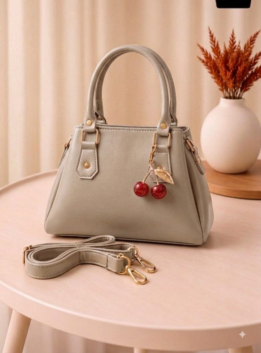 Stylish & Trendy Handbag / Purse with Cherry Keychain – Available in 6 Colors
