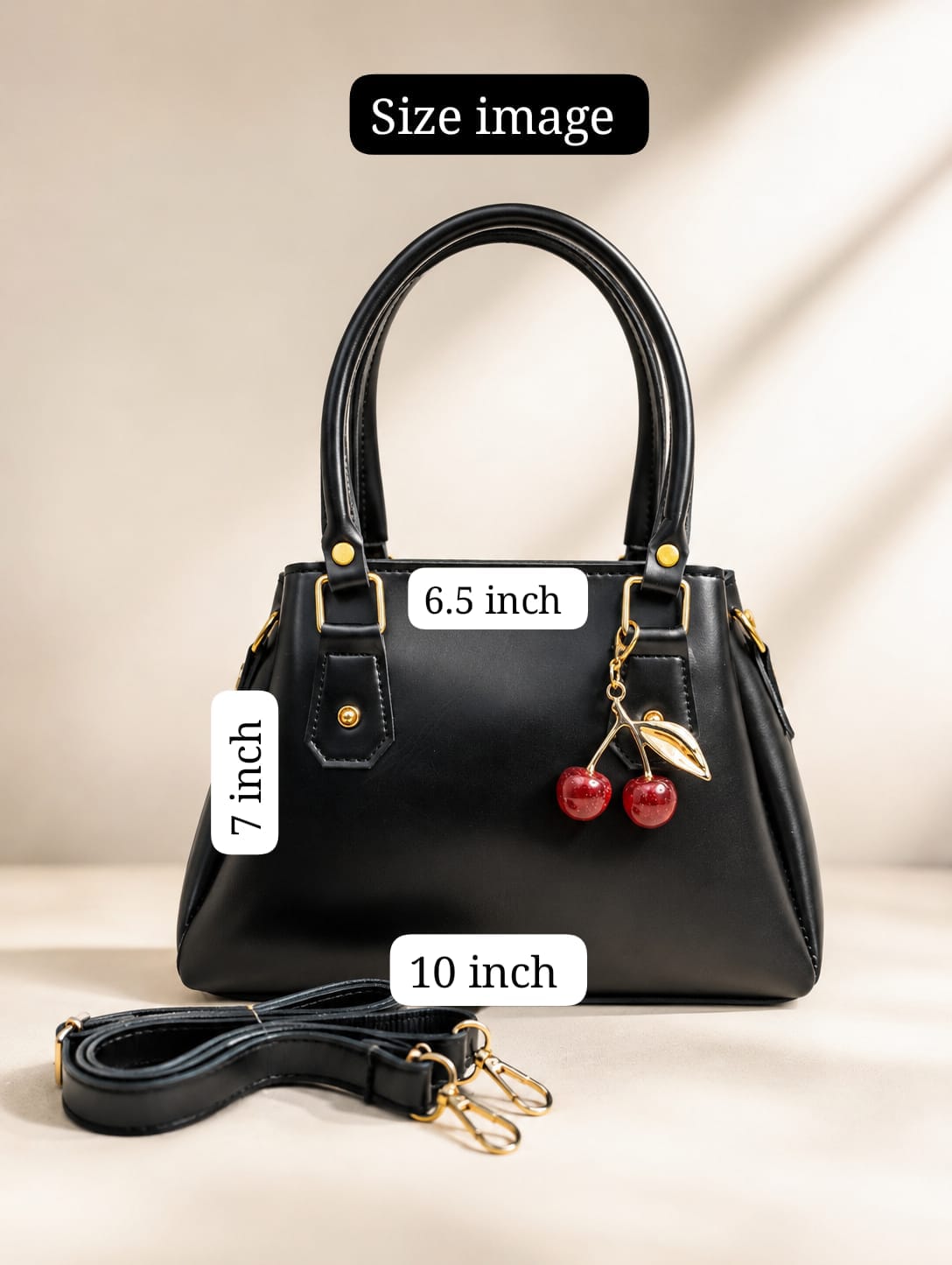 Stylish & Trendy Handbag / Purse with Cherry Keychain – Available in 6 Colors