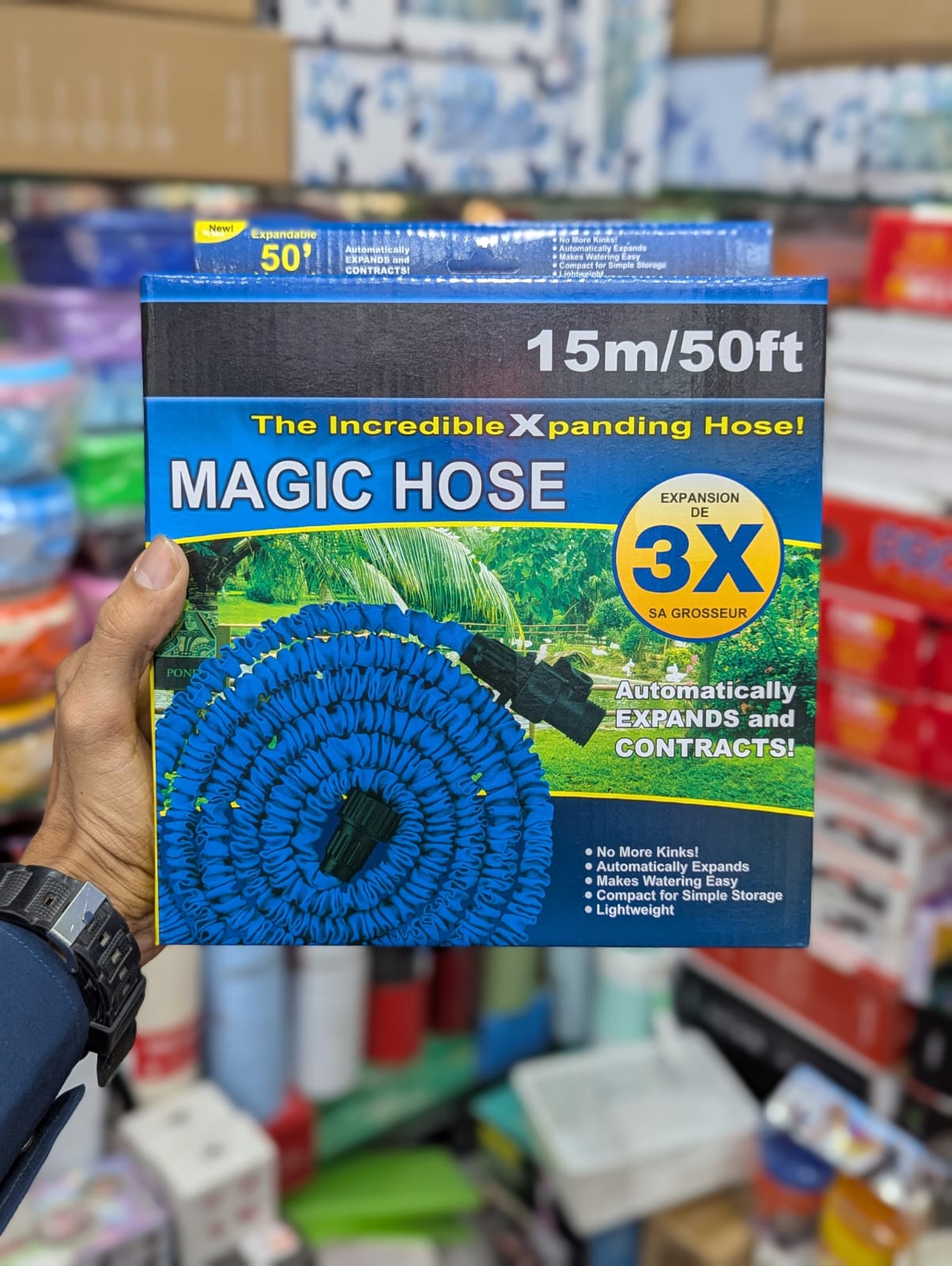 Magic Hose Pipe 50 Ft – Flexible Expandable Water Pipe with Box Packing