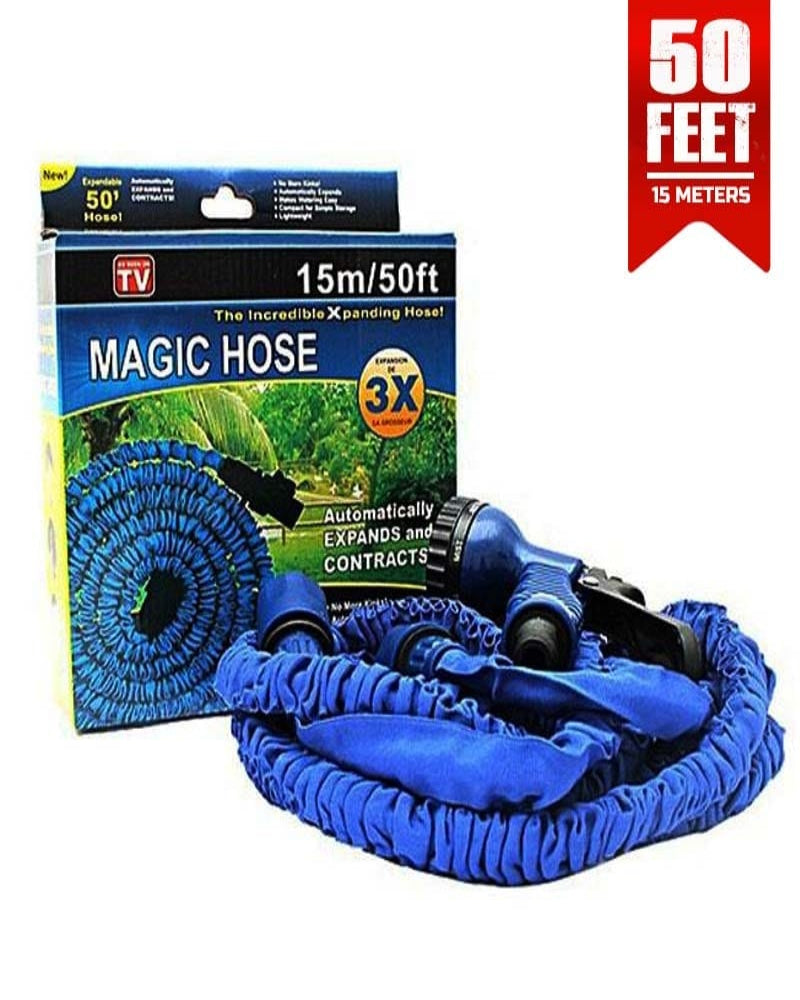 Magic Hose Pipe 50 Ft – Flexible Expandable Water Pipe with Box Packing