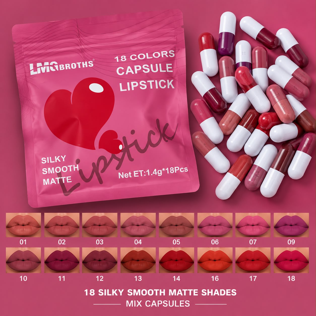 Mini Capsule Lipstick Set - 18 Pcs Pack