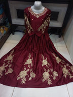 Heavy Embroidered Shamoz Silk Maxi with 100" Flair – All Colors Available