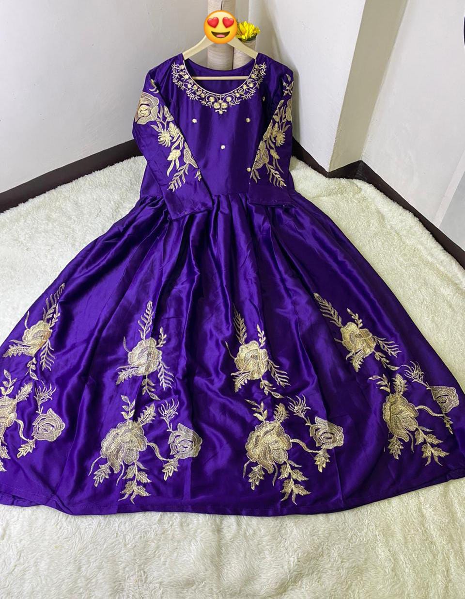 Heavy Embroidered Shamoz Silk Maxi with 100" Flair – All Colors Available