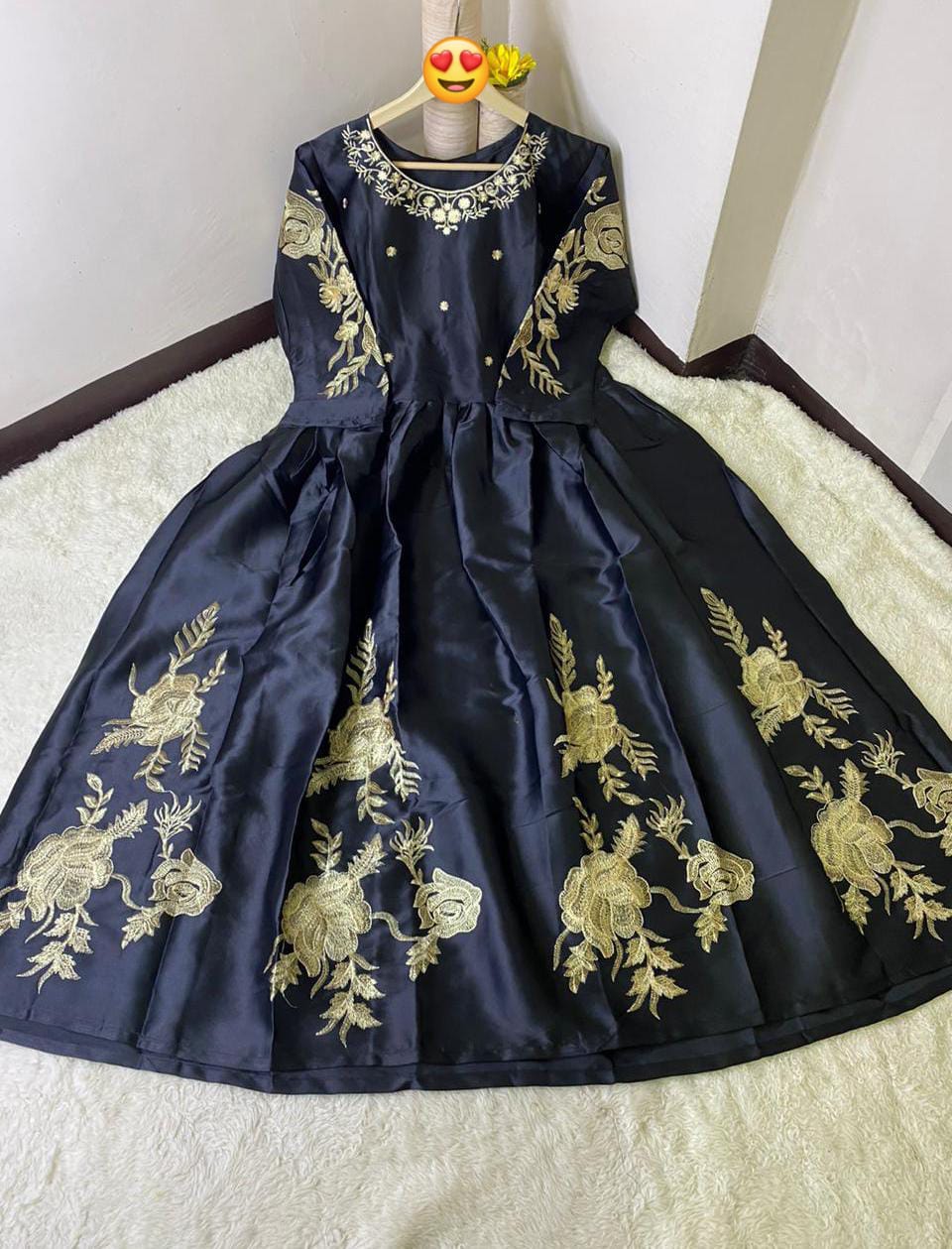 Heavy Embroidered Shamoz Silk Maxi with 100" Flair – All Colors Available