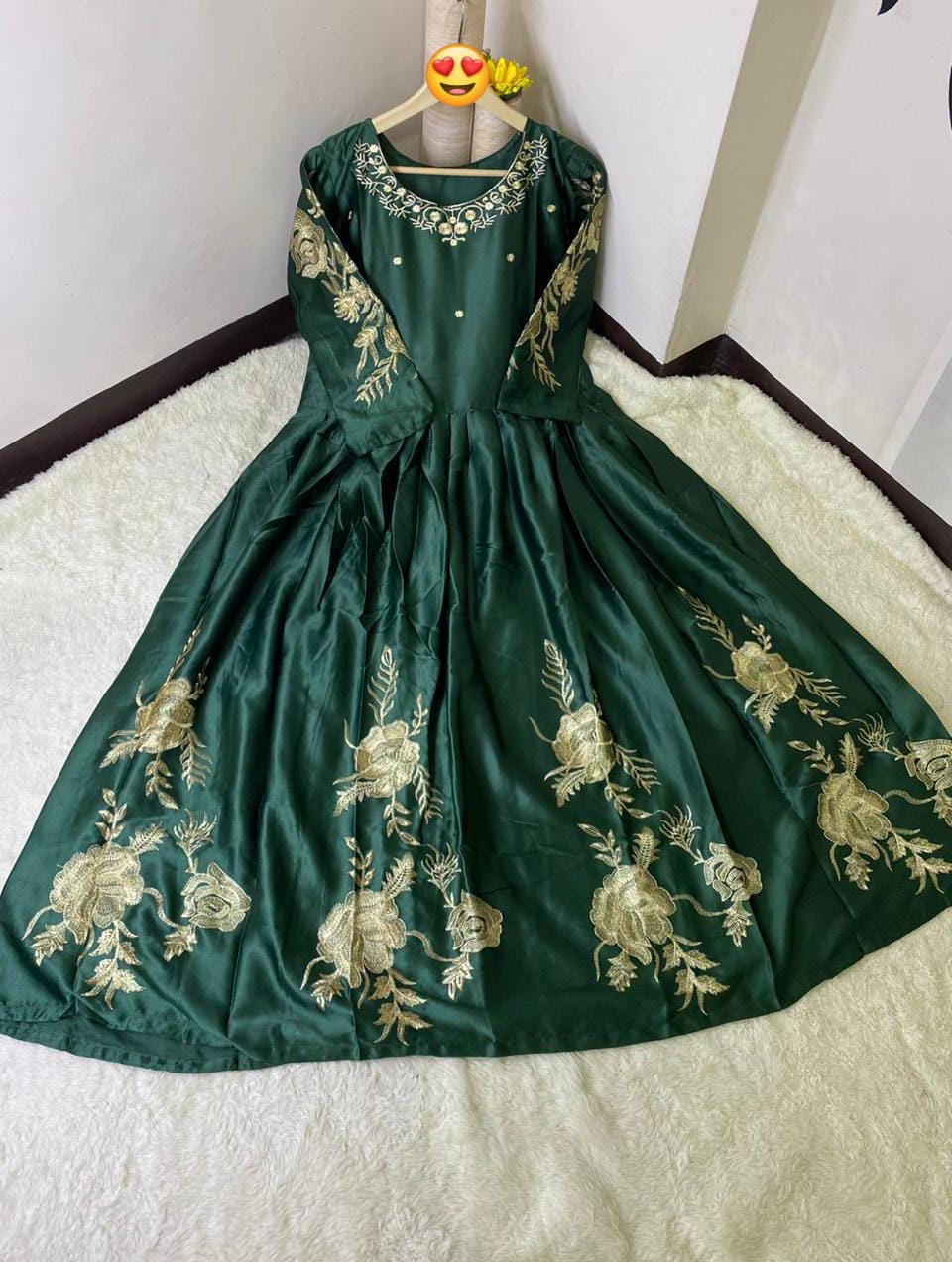 Heavy Embroidered Shamoz Silk Maxi with 100" Flair – All Colors Available