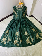 Heavy Embroidered Shamoz Silk Maxi with 100" Flair – All Colors Available