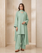 Ready to Wear Trending 3-Piece Plain Georgette Farshi Shalwar Suit with Chiffon Dupatta