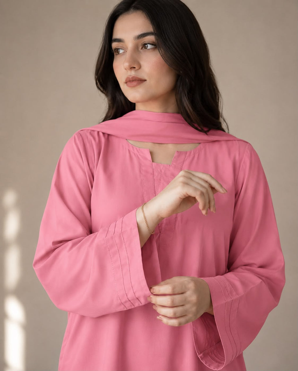 Ready to Wear Trending 3-Piece Plain Georgette Farshi Shalwar Suit with Chiffon Dupatta