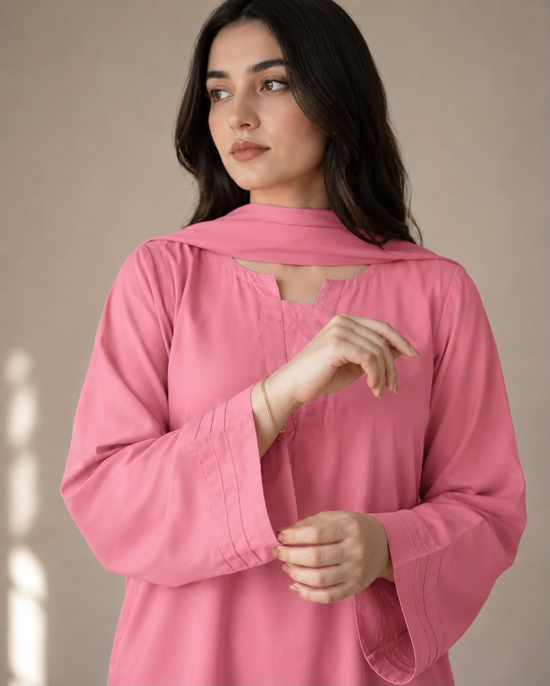 Ready to Wear Trending 3-Piece Plain Georgette Farshi Shalwar Suit with Chiffon Dupatta