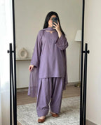 Ready to Wear Trending 3-Piece Plain Georgette Farshi Shalwar Suit with Chiffon Dupatta