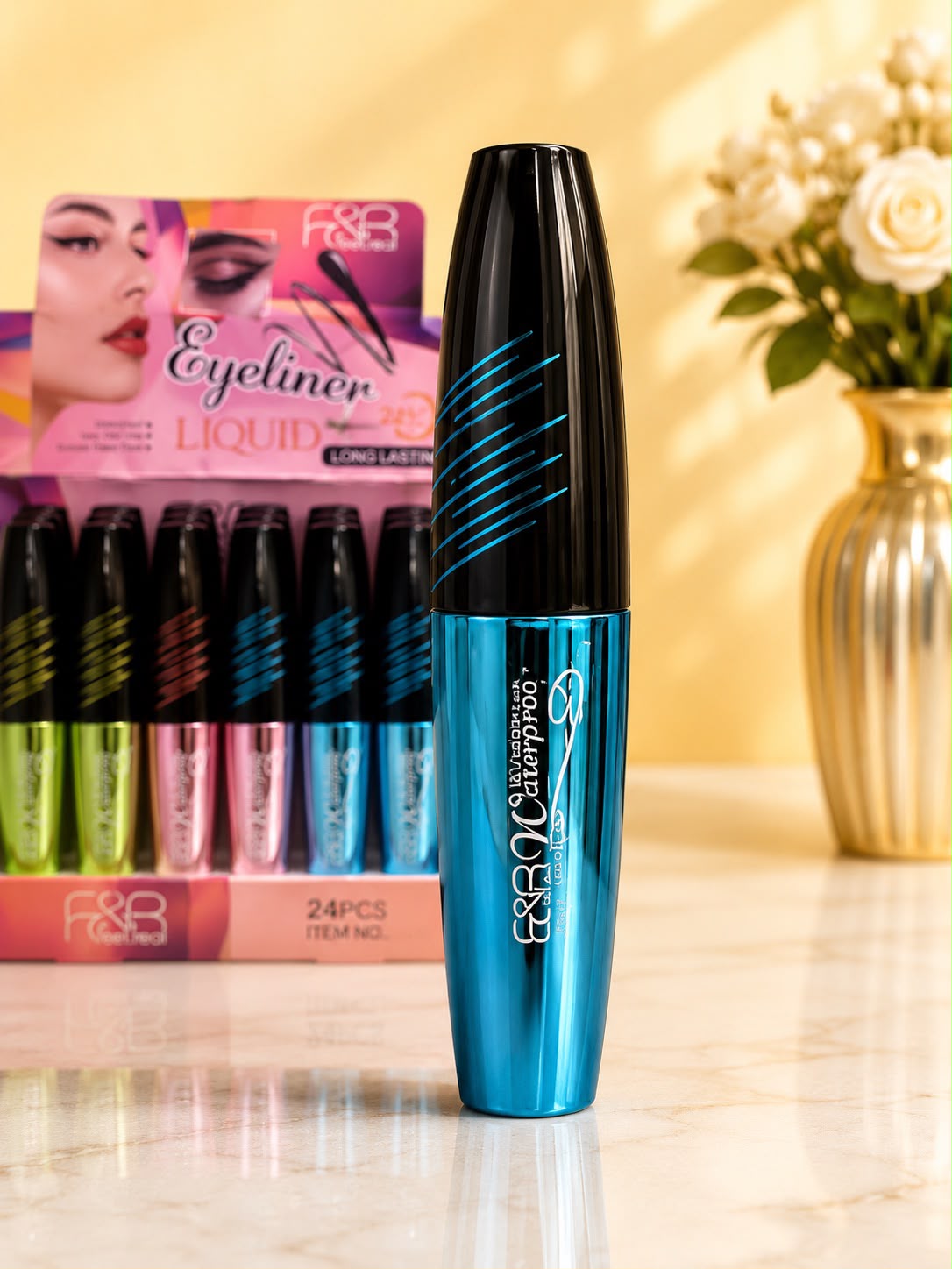 F&B Waterproof Mascara & Liquid Eyeliner – Pack of 2