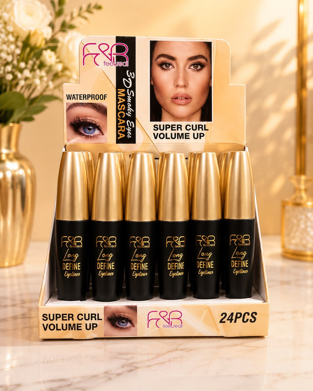 F&B Waterproof Mascara & Liquid Eyeliner – Pack of 2