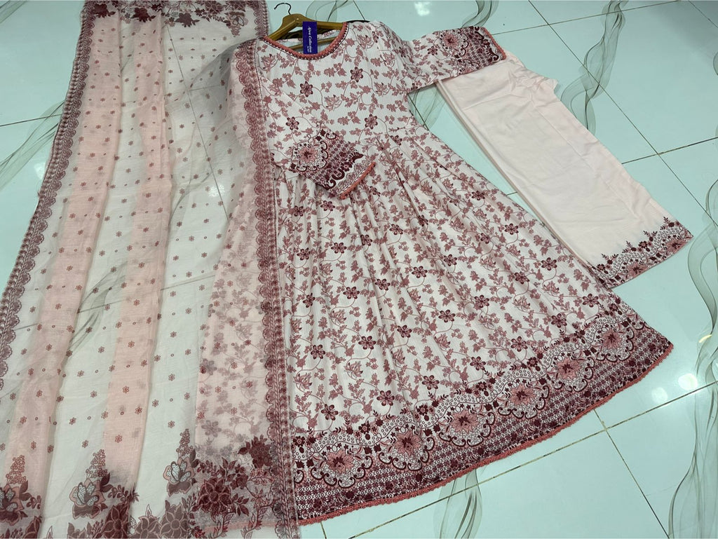 Ready to Wear Trending Digital Printed 3-Piece Maxi, Flapper & Dupatta Set