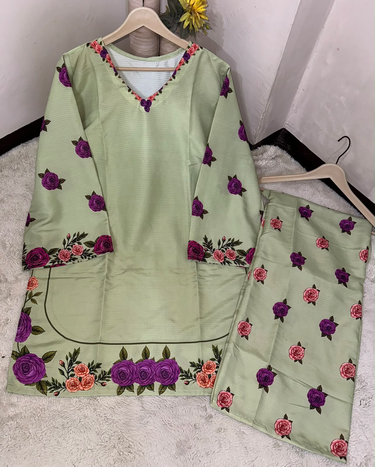 Ready to Wear Women's Digital Printed Soft Doria Lawn Cord Set