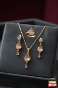 Zircon Diamond Locket & Ring Set Gold Plated for Women | Sparkling Jewelry Collection
