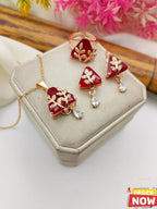 Gold Plated Zircon Diamond Locket Set with Rings for Women | Elegant Jewelry Set