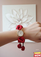 Rose Style Ladkan Scrunchies Watch for Women | Elegant Floral Design Timepiece