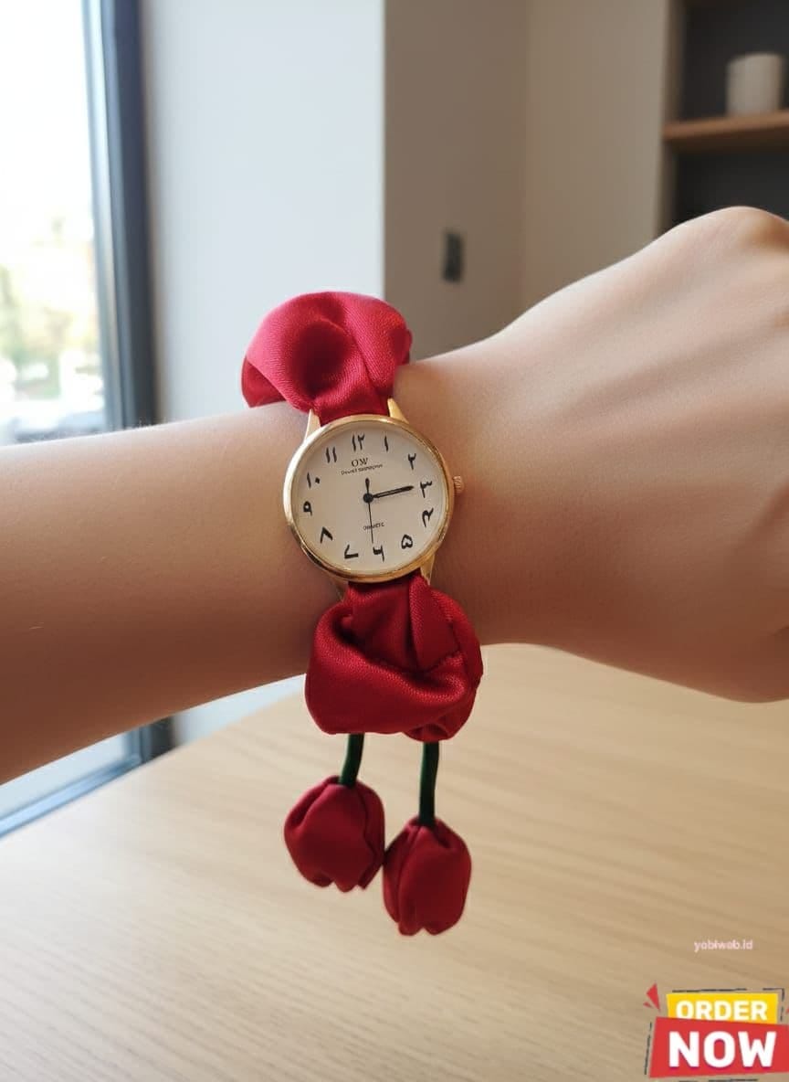 Rose Style Ladkan Scrunchies Watch for Women | Elegant Floral Design Timepiece
