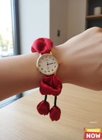 Rose Style Ladkan Scrunchies Watch for Women | Elegant Floral Design Timepiece