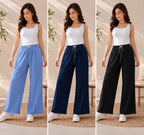 High Quality Plain Stretchable Wide Leg Jeans – Elastic Waist & Drawstring | 3 Colors 🔥