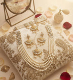 Farshi Kundan & Pearl Gajra Choker Set with Mala – Bridal Jewelry