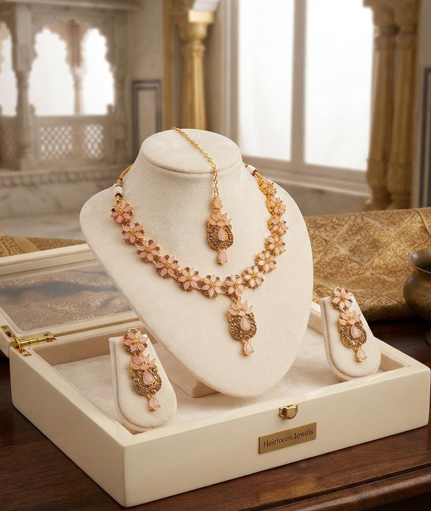 Kundan & Zircon Necklace Set – Stylish Bridal & Party Jewelry