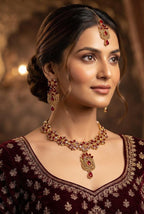 Kundan & Zircon Necklace Set – Stylish Bridal & Party Jewelry