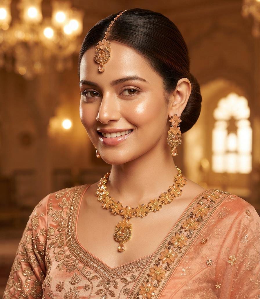 Kundan & Zircon Necklace Set – Stylish Bridal & Party Jewelry