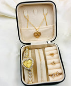 Ladies 5-Piece Luxury Gift Set – Watch, Zircon Jewelry & Gift Box