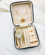 Ladies 5-Piece Luxury Gift Set – Watch, Zircon Jewelry & Gift Box