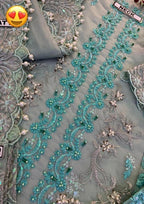 Luxury Bridal Organza Suit – Stone Handwork & Silk Trouser