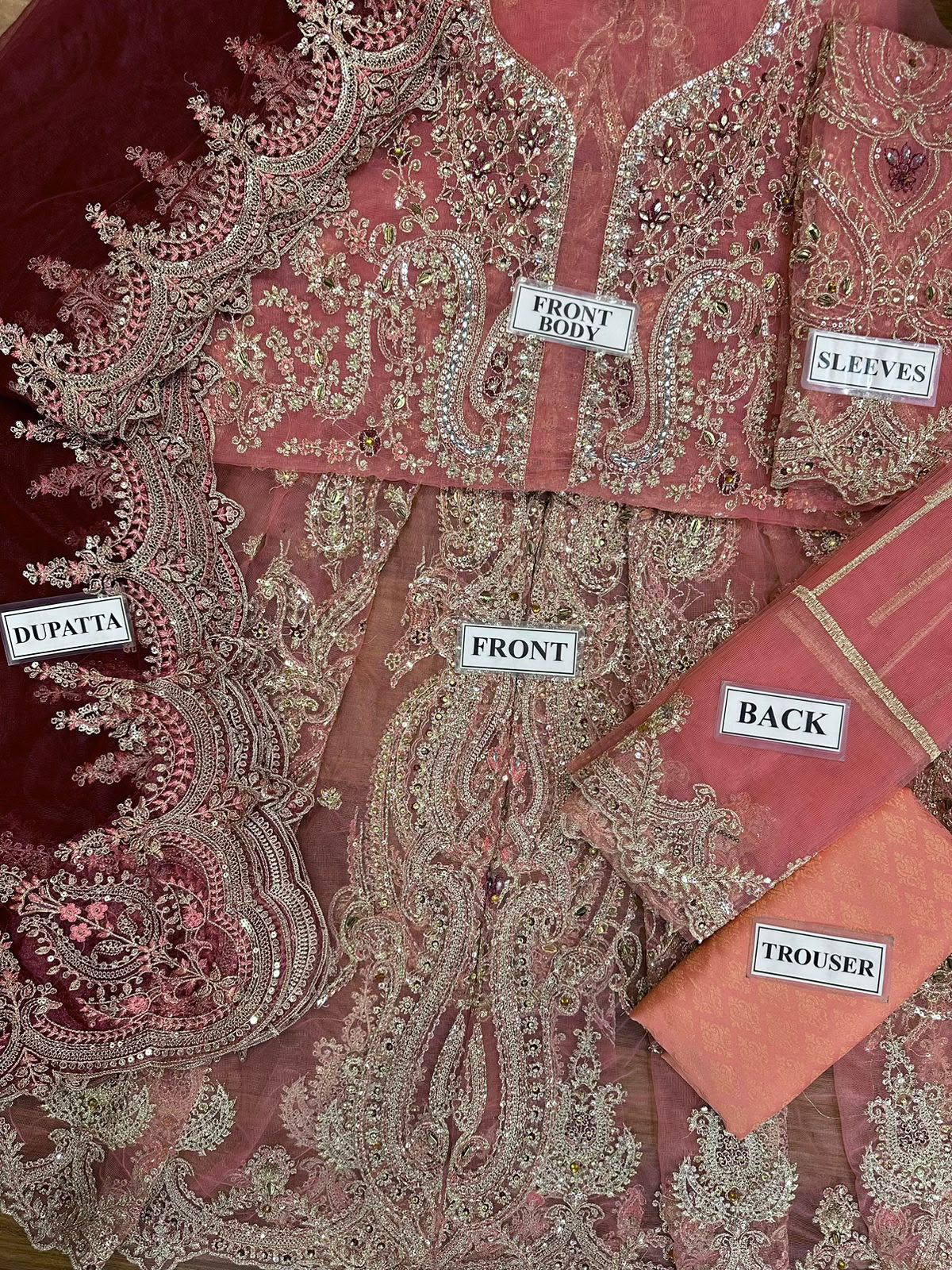 Luxury Unstitched Maxi – Net with Jamawar Trouser