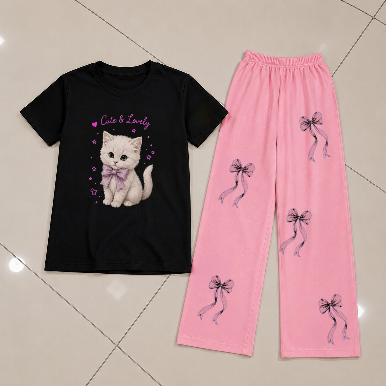 Kids Persian Tom Print T-Shirt & Trouser Set